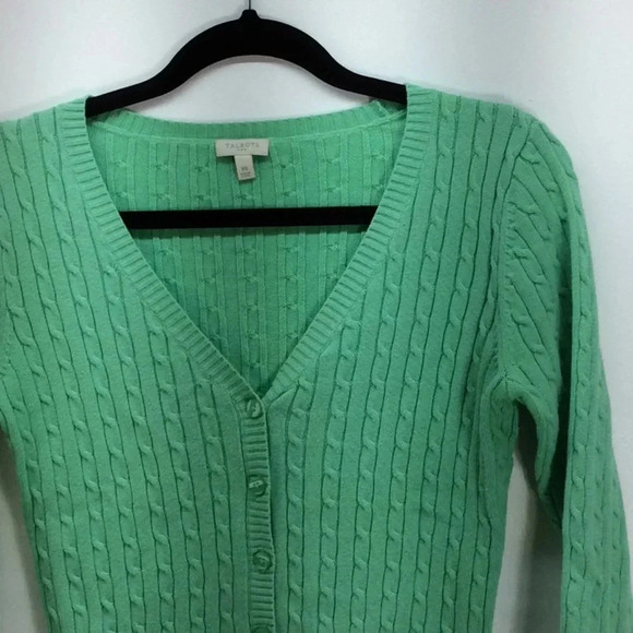 Talbots Mint Green Button Sweater with 3/4 Sleeves - Picture 7 of 7